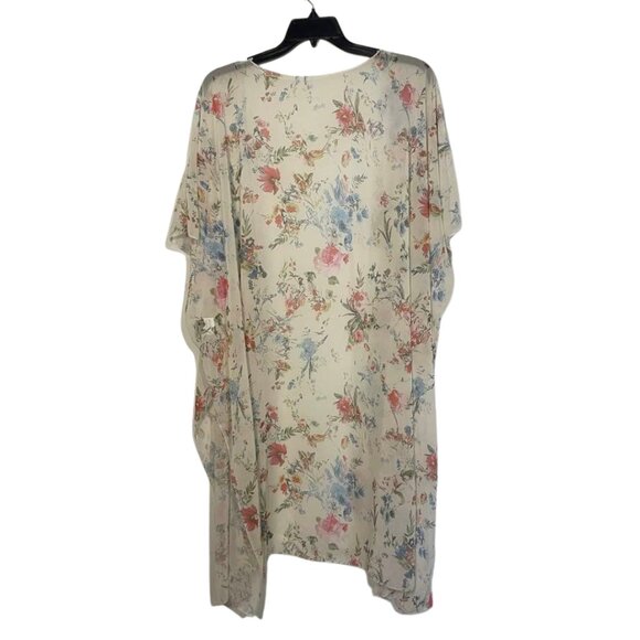 Plus Size Boho Floral Kimono Cardigan 4X Open Front Duster Flowy Long Cover Up - Picture 3 of 10